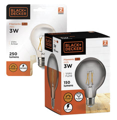 Lâmpada LED Filamento A60 BlacK 3W 2200K Black+Decker
