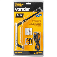 Lanterna Recarregável 5W COB+SMD+UV LRU500 Vonder