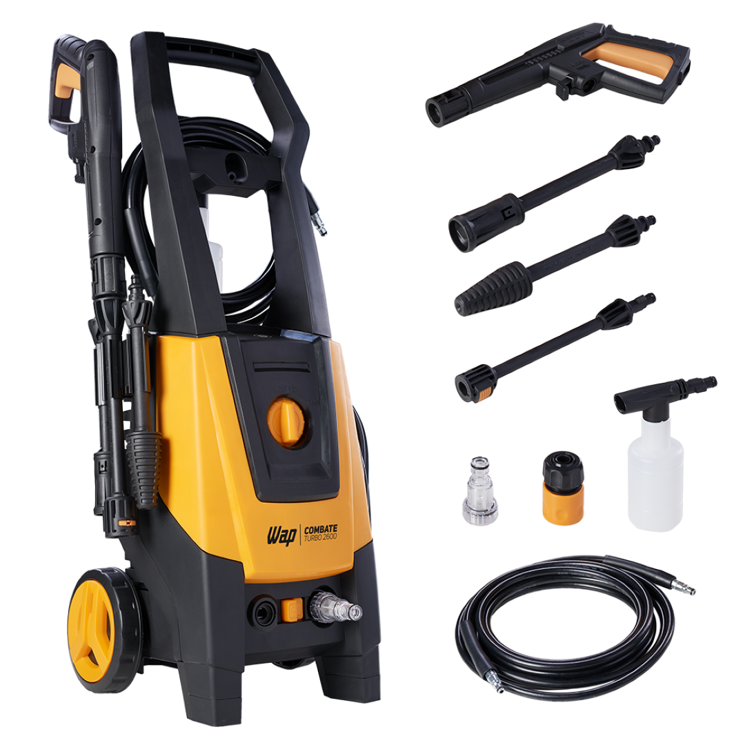 Lavadora de Alta Pressão WAP Combate Turbo 2600 1700W Filtro de Água e Aplicador de Detergente 220V - Guimepa