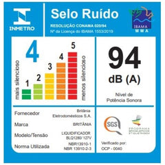 Liquidificador BLQ1280P 1150W Britânia Preto 2,7L Com Lâminas em Aço Inox 220V