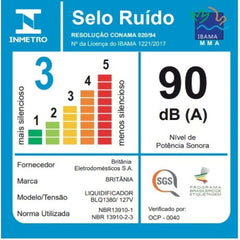 Liquidificador BLQ1380P 1200W Britânia 3L Inox Com 6 Lâminas em Aço 127V