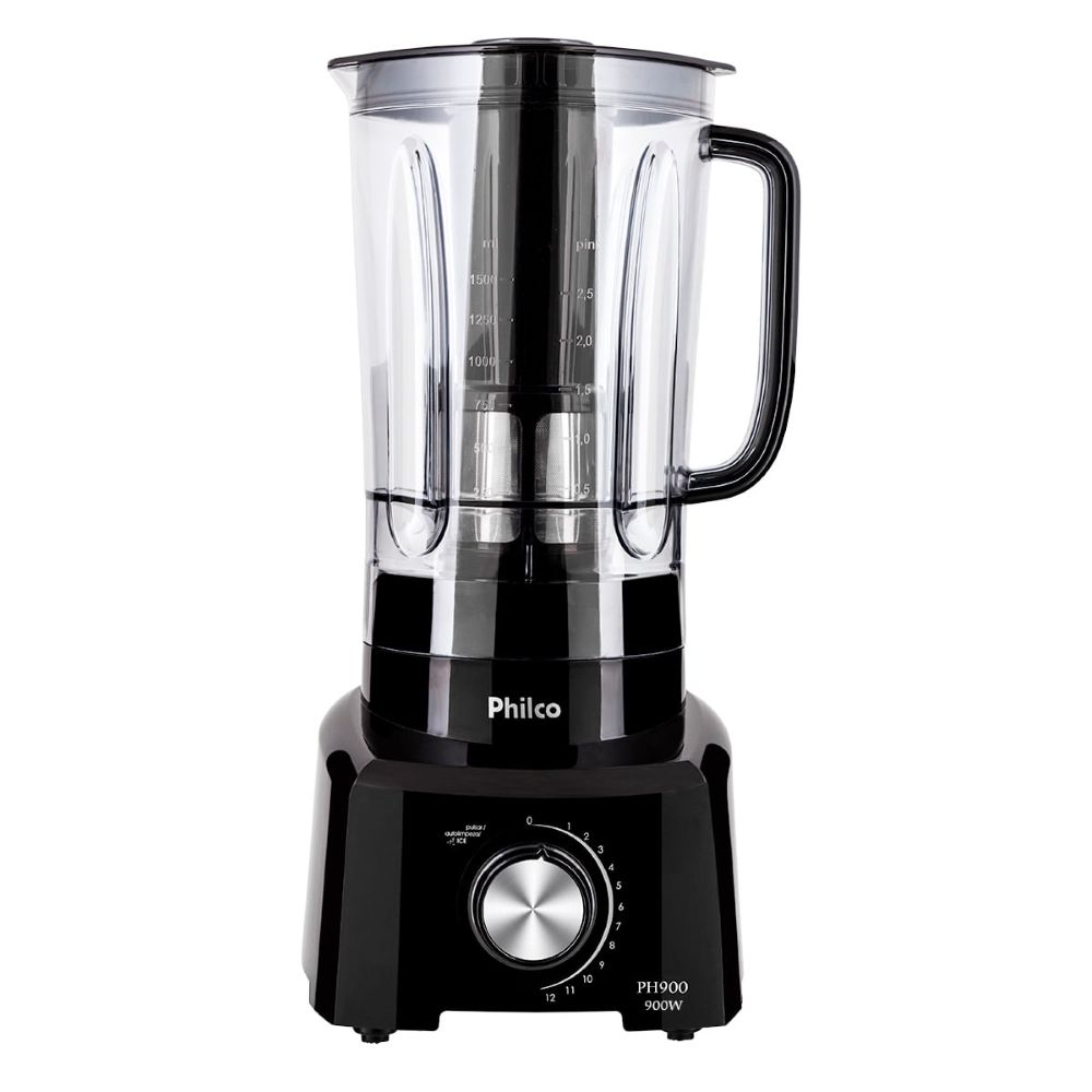 Liquidificador PH900 1200W Philco Preto 3L Com 6 Lâminas 12 Velocidades 220V