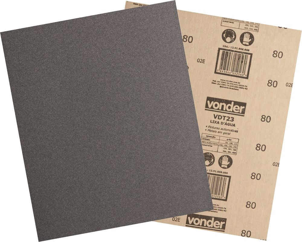 Lixa Folha D'agua G80 225x275mm vdt-23 com 50 peças Vonder