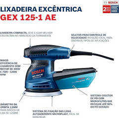 Lixadeira Roto-Orbital Excêntrica 5'' Gex125-1Ae 127V Bosch
