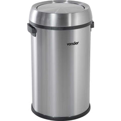 Lixeira Redonda 65 Litros Inox Tampa Basculante Vonder