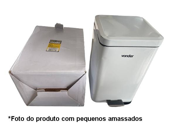 Outlet Lixeira Retangular Pequenos Amassados 12L Branca Vonder