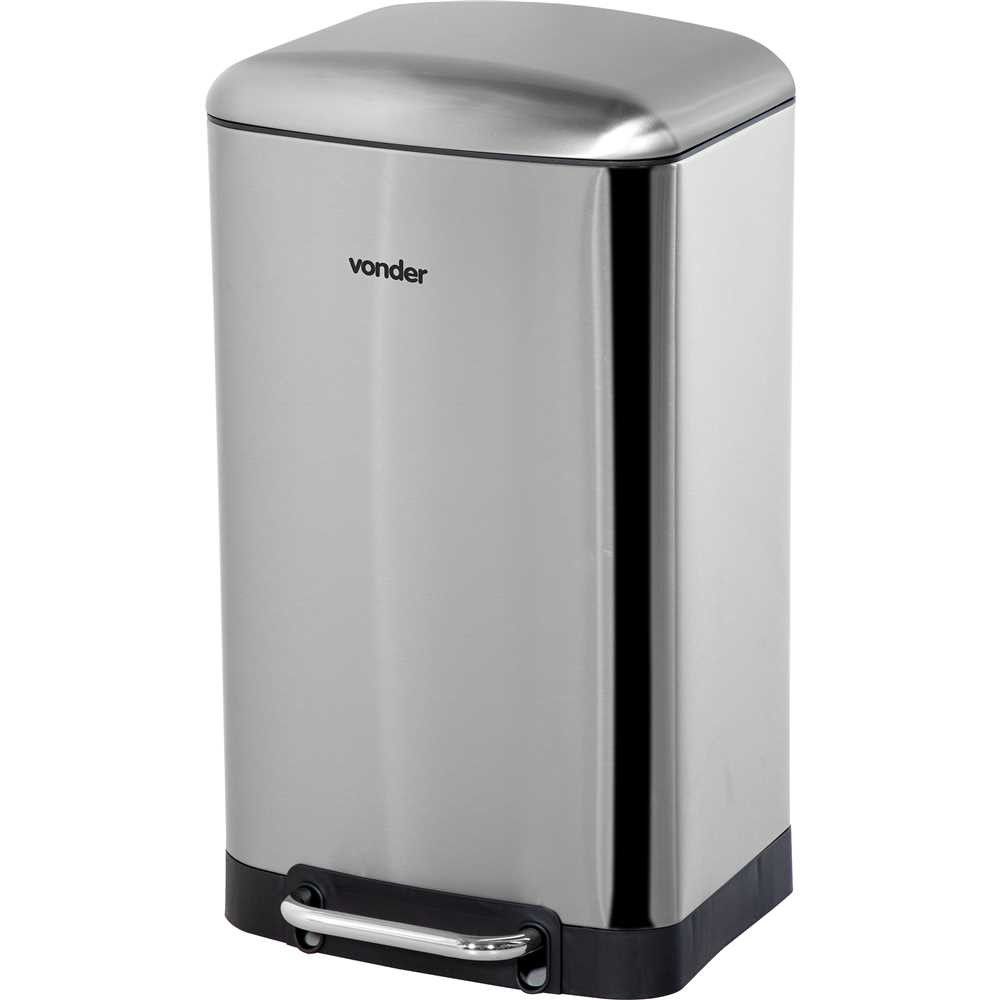 Lixeira Retangular 30 Litros Inox Cinza Vonder - Guimepa