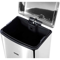 Lixeira Retangular 30 Litros Inox Cinza Vonder