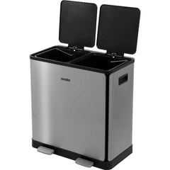 Lixeira Retangular Dupla 30 Litros Inox Cinza Vonder