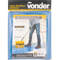 Lona Plástica Cortada Azul 4 M X 8 M Grossa Vonder