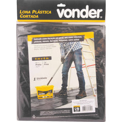 Lona Plástica Cortada Preta 4 M X 6 M Fina Vonder