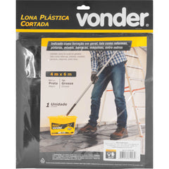 Lona Plástica Cortada Preta 4 M X 6 M Grossa Vonder