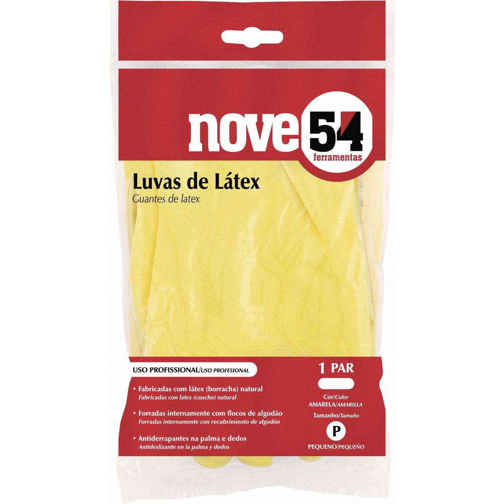 Luva látex m amarela com forro ca13336 - Nove54