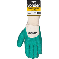 Luva malha revestida 10 palma latex verde ca39639 - Vonder