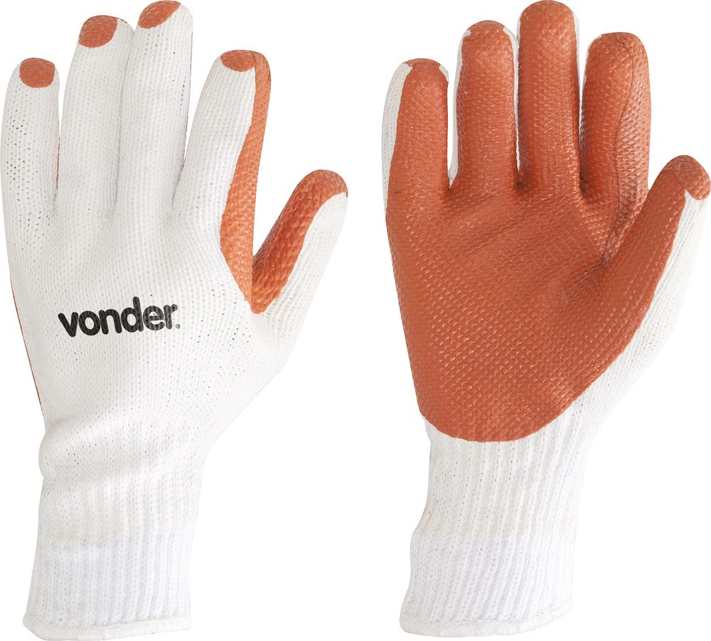 Luva malha revestida xg palma látex laranja ca30518 - Vonder
