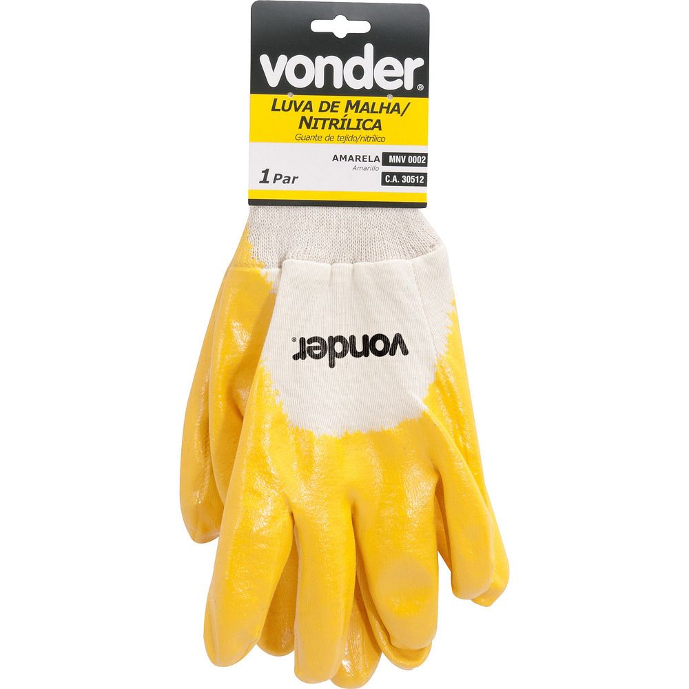 Luva Malha Revestida Xg Palma Nitrílica Amarelo Ca30512 - Vo