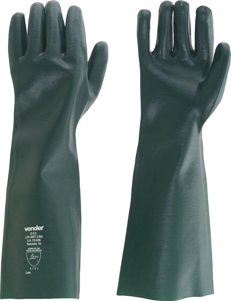 Luva pvc 27cm verde com forro lisa t10 ca33039 - Vonder