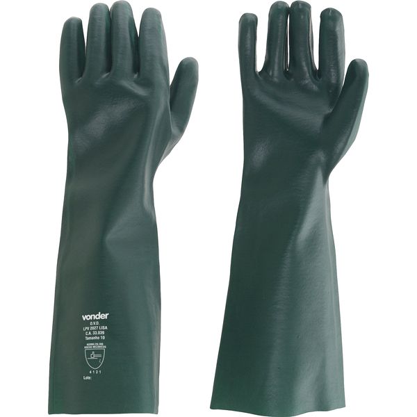 Luva pvc 27cm verde c/ forro lisa tamanho 10 ca33039 Vonder
