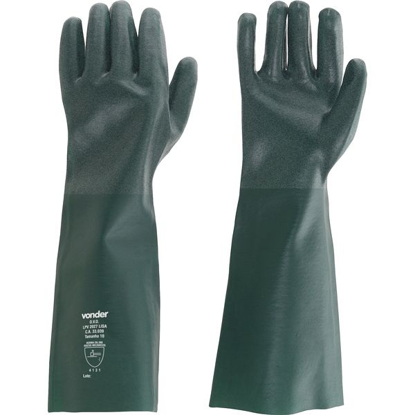 Luva Pvc 35cm Verde Com Forro Áspera Tamanho 10 Ca34046 - Vo
