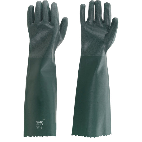 Luva Pvc Palma Áspera Forro 56cm Pav0056 05 Pares Vonder