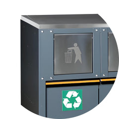 Módulo Fixo Lixeiras Classificação Vidro Papel Plástico Tampo MDF Revestido Inox C45PRO RD/X Beta