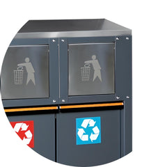 Módulo Fixo Lixeiras Classificação Vidro Papel Plástico Tampo MDF Revestido Inox C45PRO RD/X Beta