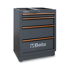 Módulo Fixo 4 Gavetas com Cuba de Aço Inox Torneira Rolha de Pia Tampa e Fechadura C45PRO M4 Beta