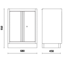 Móvel Modular Fixo 2 Portas com Fechadura Prateleira Interna Ajustável Pés Reguláveis C45PRO MA Beta