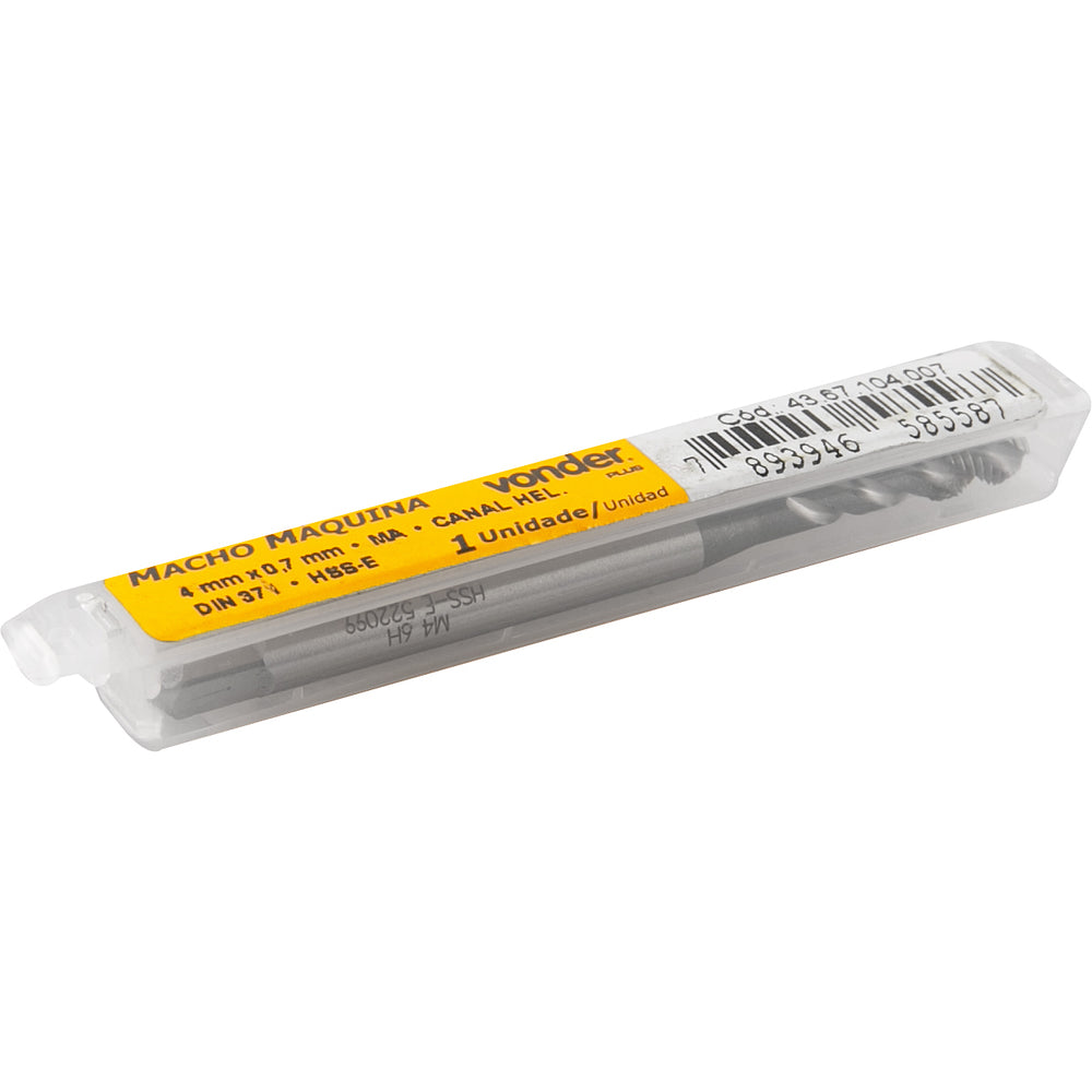 Macho Máquina Hss-E 4 mmx0,7 mm Canal Helic DIN371 Vonder