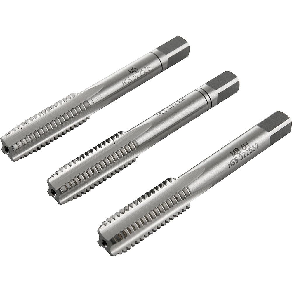 Macho Manual de Aço Rápido 8 mm x 1,25 mm Ma Jogo com 3 peças Vonder Plus