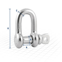 Manilha Reta Para Cabo de Aço 1/2" Aço Inox - Vonder