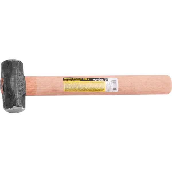 Marreta oitavada 0,5kg aço forjado cabo madeira - Vonder