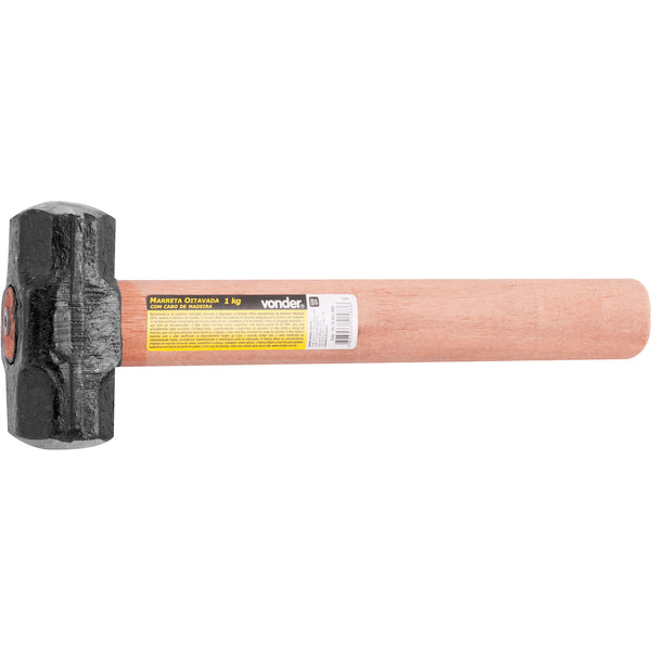 Marreta oitavada 1,0kg aço forjado cabo madeira - Vonder