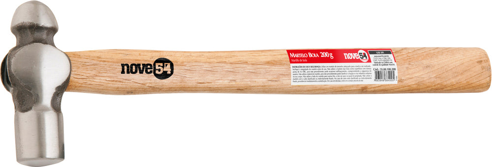 Martelo bola 450g aço forjado cabo madeira - Nove54