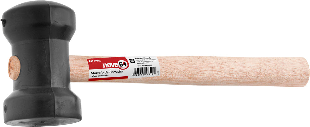 Martelo borracha 60mm preto - Nove54