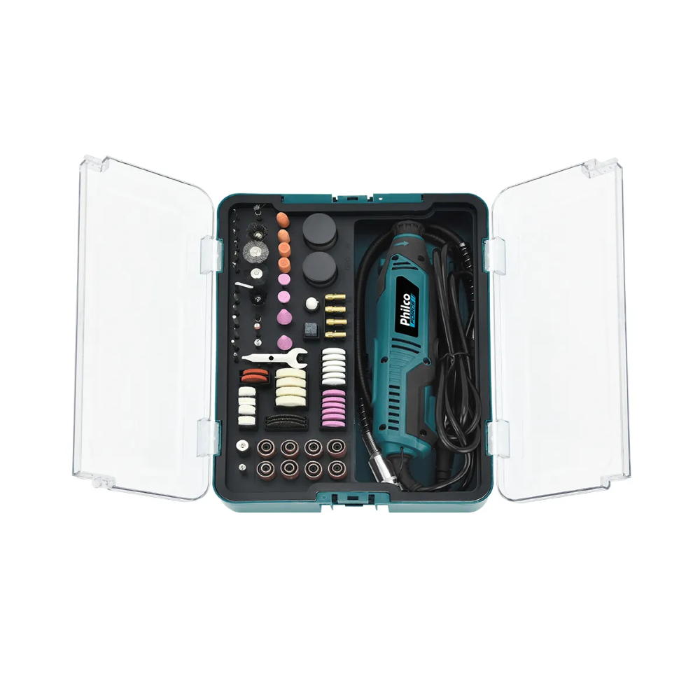 Micro Retifica Philco PRT180 120 Acessórios Eixo Flexível 35000 RPM Desbasta Lixa Corta Entalha 127V
