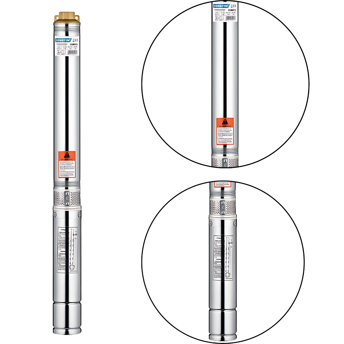 Motobomba Submersível Centrífuga para Água 4" Dongyin 4SD5/6 1,5M 1,0 HP Trifásica 380V