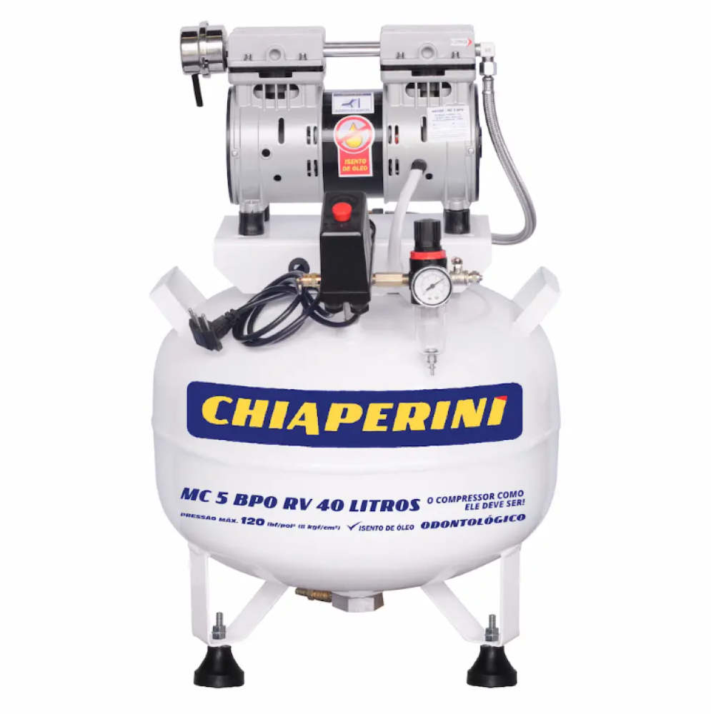 Motocompressor Odontológico s/Óleo 40L 127V Chiaperini
