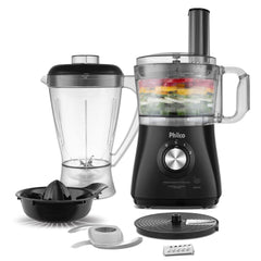 Multiprocessador 800W Philco Preto 5 em 1 Rala Processa Liquidifica Espreme Fatia Pica 220V
