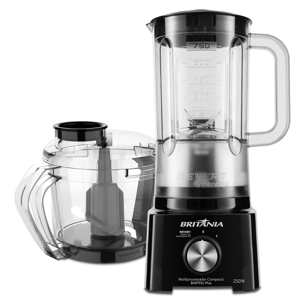 Multiprocessador Compacto BMP950 Plus 300W Britânia 2 em 1 Com Jarra e Copo Liquidificador 127V