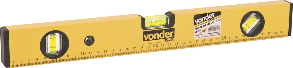 Nível alumínio 16" 3 bolhas - Vonder Plus