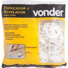 Nivelador p/ piso 4,0mm c/ 100 peças em polipropileno Vonder