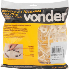 Nivelador Piso Branco 2,00mm com 100 peças Vonder