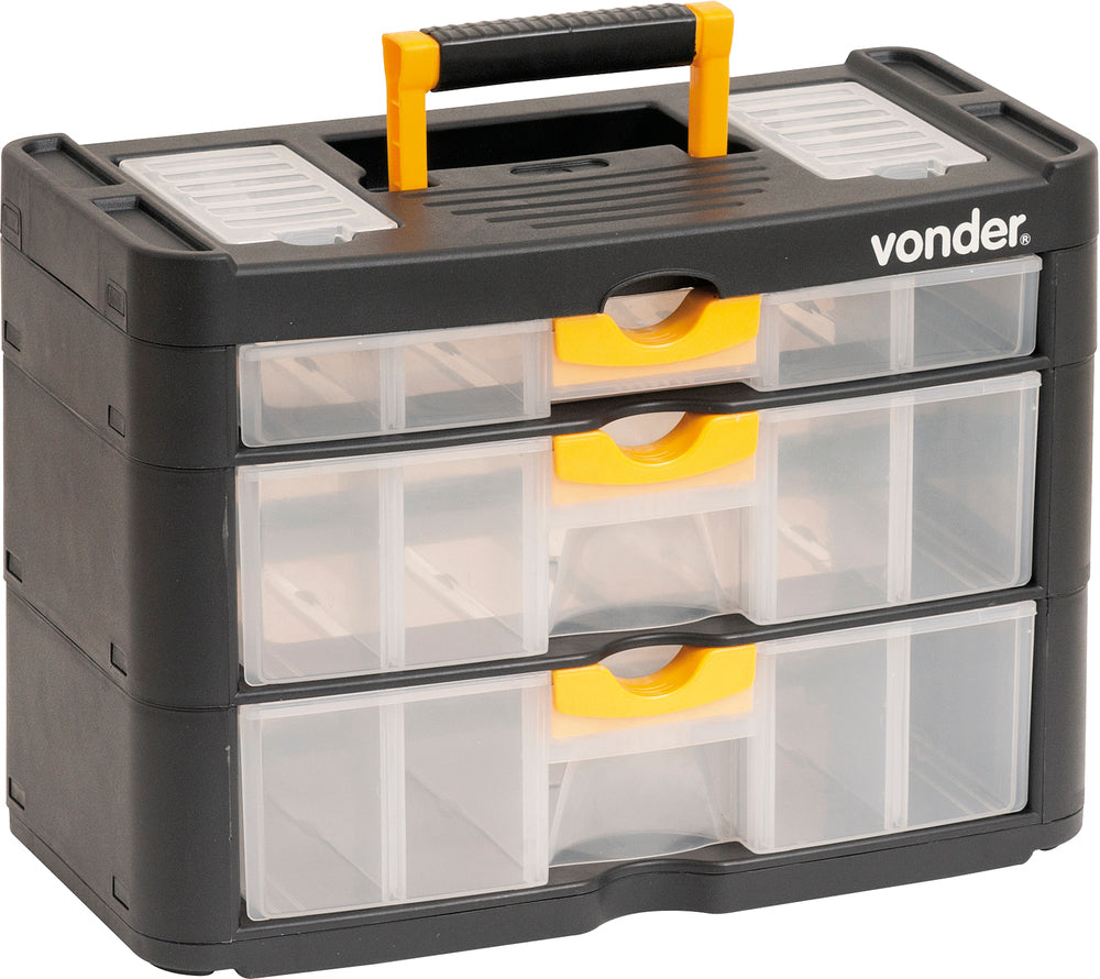 Organizador plástico 400x200x285mm 3 gavetas opv0400 Vonder