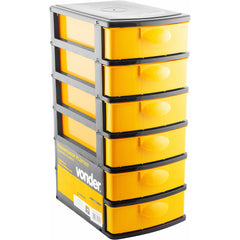 Organizador Plástico 6 Gavetas Preto E Amarelo - Vonder