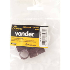 Lixa cilindro 12,7x12,7mm g80 microrretífica c/ 6 pç Vonder