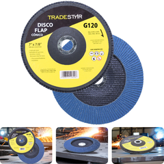 Disco Flap 180 mm G120 Fibra Cônico Azul Aço e Inox Tradestar