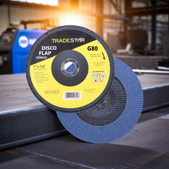 Disco Flap 180 mm G80 Fibra Cônico Azul Aço e Inox Tradestar