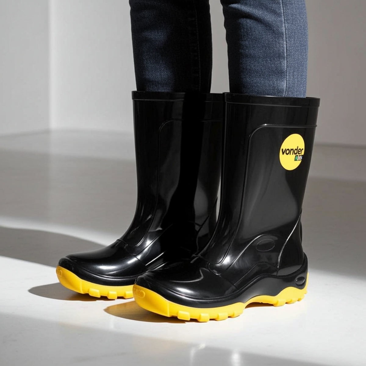 Bota Infantil Preta e Amarela Pvc c/ Forro Tam. 24/25 Vonder - Guimepa