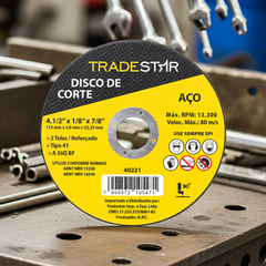 Disco de Corte 115 x 3 mm  Furo 7/8" mm Metal Pro Tradestar